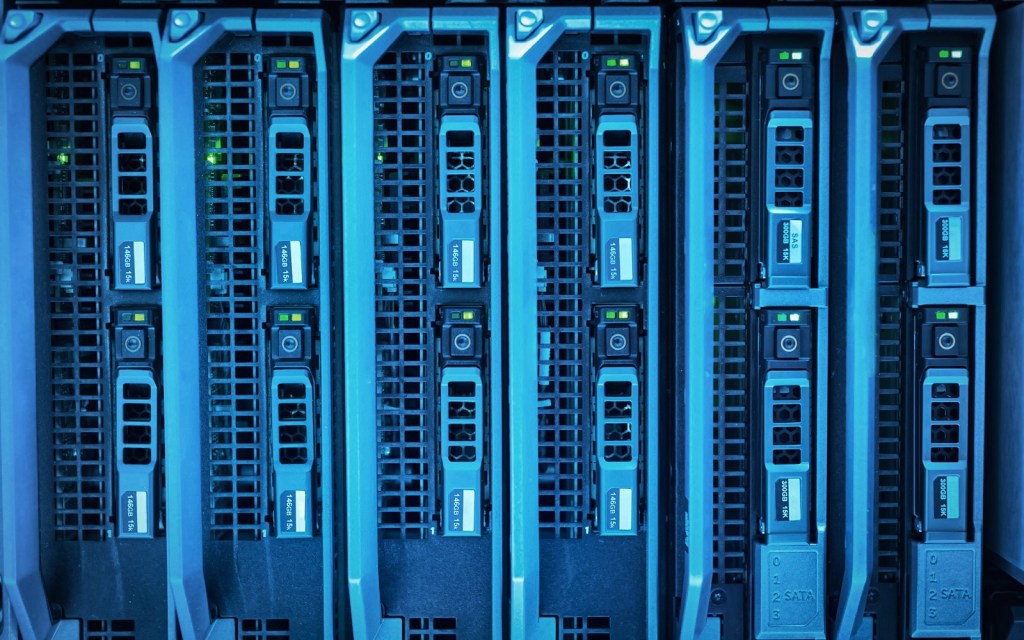 Blade servers in a rack chassis with status lights