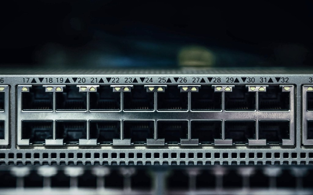 Network switch with rows of Ethernet ports